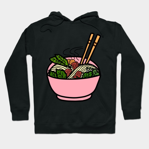 Pho. Vietnamese yellow noodle soup in a bowl. Asian food cuisine. Hoodie by Nalidsa